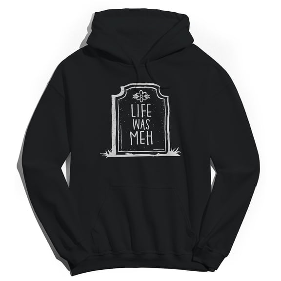 Halloween Life Was Meh Graphic Black Men's Cotton Pullover Hoodie