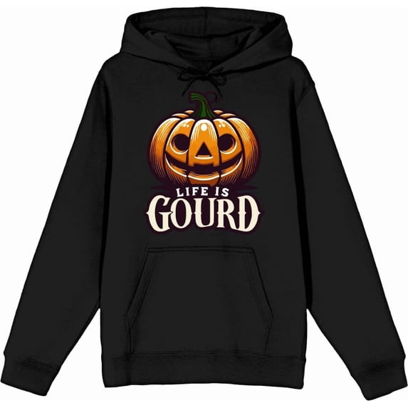 Halloween Life is Gourd Adult Blue Long Sleeve Hoodie-Medium