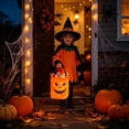 thumbnail image 1 of Halloween Light Up Candy Bucket Tote Bag, Reusable LED Trick or Treat Basket with Handle, Collapsible Fabric Candy Holder for Halloween Party Favors, Halloween Night Decor, 8.66 inch x 9.45 in, 1 of 6