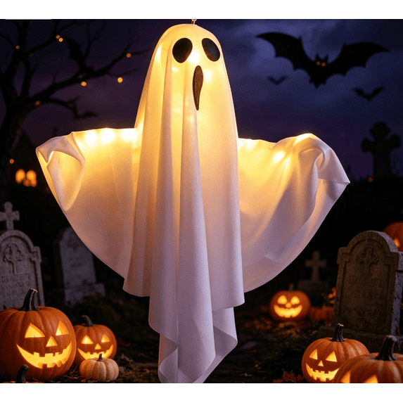 Halloween Light Up Ghost Decorations, Battery Operated Flying Hanging Ghosts Glowing Led Lights, Floating Swinging Yard Garden Porch Outdoor Indoor Decor