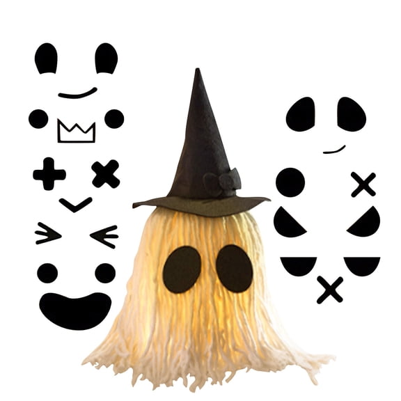 Halloween Light Up Ghost Figurine Craft Kit, Random Emote Design Glowing Ornament for Table Mantel, Indoor Party Home Decor for Kitchen Office Shelf Display