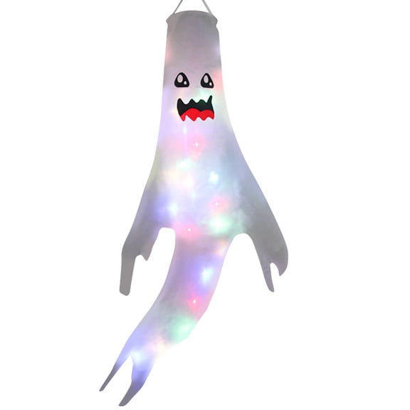 Halloween Light Up Ghost Windsocks, Glowing Hanging Ghost Decoration, Halloween Indoor Outdoor Ghost Windsock Flags for Walls, Ceilings, Trees & Entryways