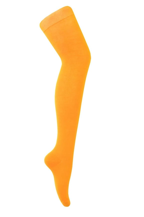Halloween Light Orange(Pumpkin) Plain Over Knee High Costume and Cosplay Tube Socks For Women and Girls