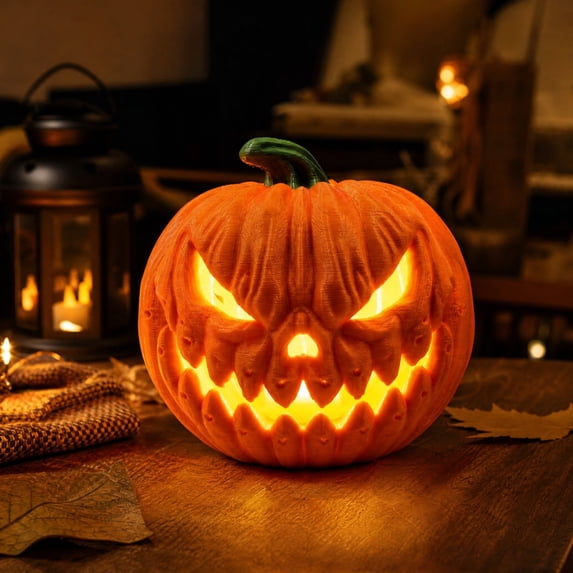 Halloween Light Up Pumpkin Plastic LED Pumpkin Decoration Jack-o'-Lantern Pumpkin Light Thanksgiving Fall Decor for Party and Home Battery Operated Halloween Decorations