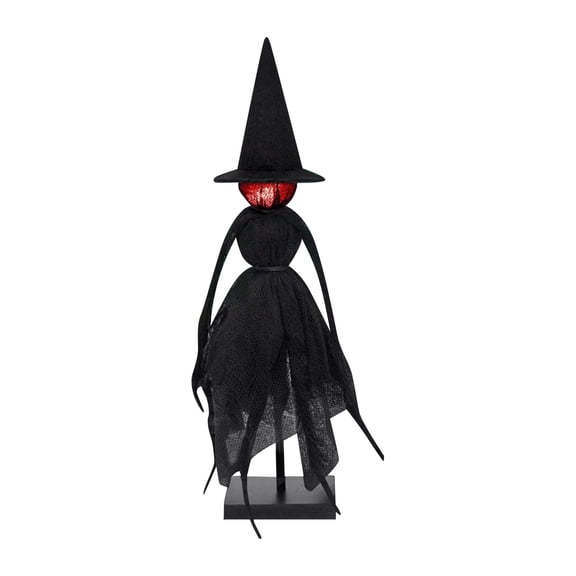 Halloween Light Up Standing Witch Figurines, 3 Pcs LED Plastic Glowing Witch Tabletop Decoration, Halloween Indoor Black Witches for Table, Shelf & Party Setup