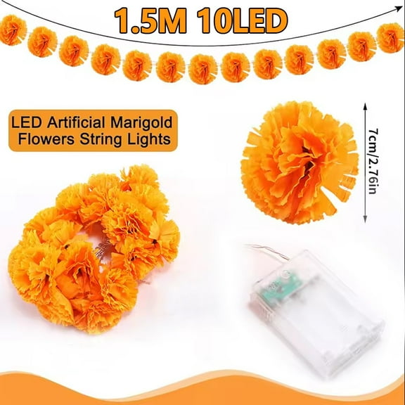 Halloween Light String Artificial Marigold Garland Battery /USB LED Lamp Decor