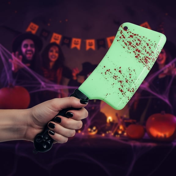 Halloween Light Up Bloody Knife Prop Plastic Cosplay Kitchen Knife With Glow In Dark Effects Green 1 Count