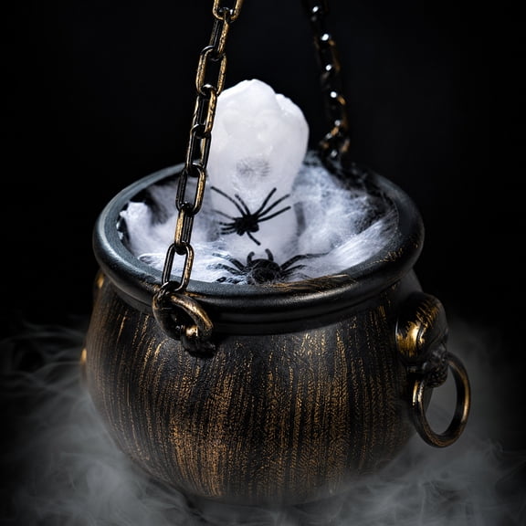 Halloween Light Up Cauldron Prop Hanging LED Witch Pot Decoration Weatherproof Candy Bucket Container For Outdoor Garden Yard Patio Display