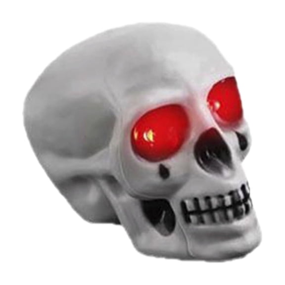 Halloween Light Up Eyes Skull Figurine Flashing LED Skeleton Head Tabletop Decoration Battery Operated for Home Party Decor