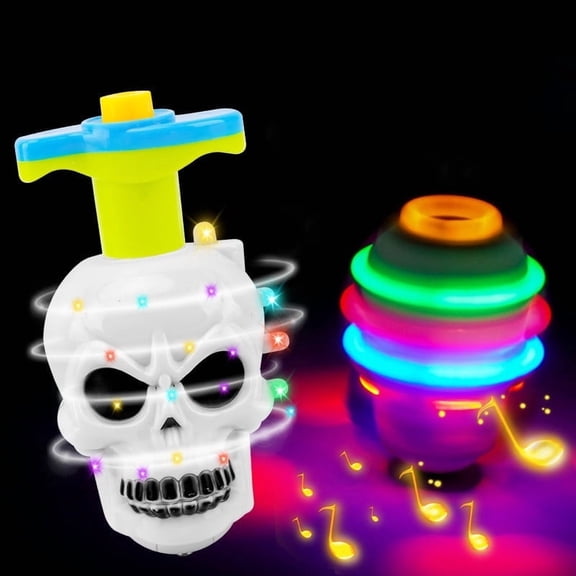 Halloween Light Up Musical Skull Toy Spooky Rotating Toy With Sound Effects For Kids Party Favor