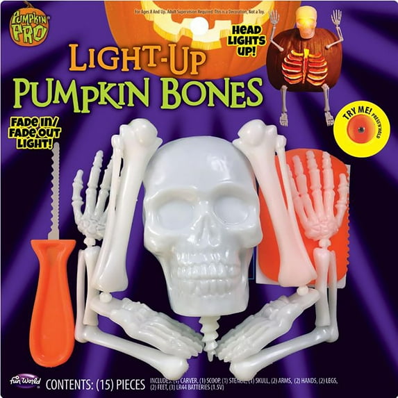 Halloween Light Up Skellington Bones Pumpkin Carving & Decorating Kit