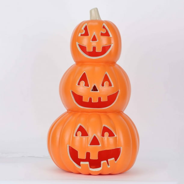 Halloween LightUp TripleStack Jacko’Lantern Decoration, Orange, 9