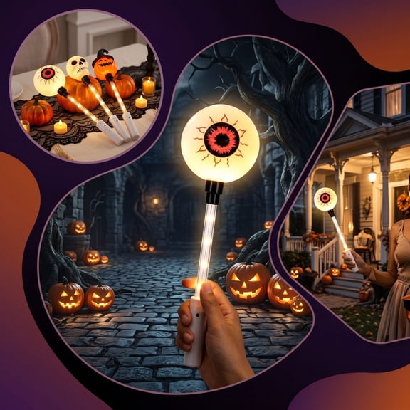 Halloween Light Up Wand, TOUMENY Glowing LED Ghost Pumpkin Magic Stick, Battery Operated Glow Party Favors Decorations for Kids Halloween Activities