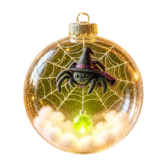 Halloween Lighted Ball Ornament,3.1in Clear Glowing Hanging Bauble with Cloud Scene,Plastic Hanging Decor for Tree Window Party Home Decoration