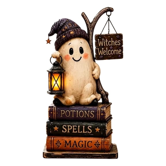 Halloween Lighted Figurine, Spooky Resin Tabletop Decor