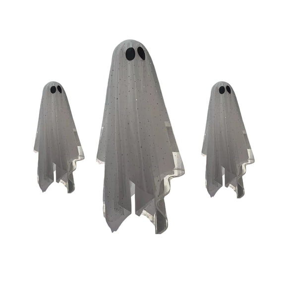Halloween Lighted Hanging Ghost Set, 3 Piece Decorations with Remote String Lights and Timer, Spooky 27 and 20 Inch Porch Tree Yard Decor for Party Home, Seasonal Display