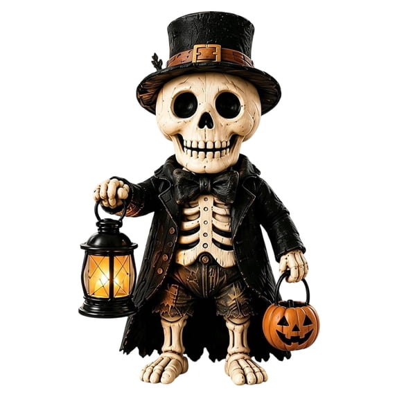 Halloween Lighted Monster Lantern Resin Craft Decoration, Spooky Tabletop Lamp for Home, Mantel, Halloween Party Indoor Decor