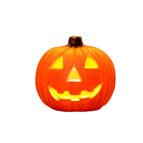 Halloween Lighted Pumpkin Battery Powered, Pumpkin Shaped Flameless Real Wax Flickering Candle for Home Table Centerpiece Decoration, 7.8''X7.1''