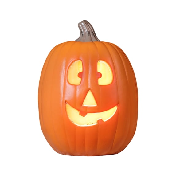 Halloween Lighted Pumpkin Decor, Large Size 1 Piece Pre-Lit Jack-o'-Lantern Decorative Figurine for Indoor Outdoor Patio Shop Mall Yard Haunted House Halloween Party Decorations