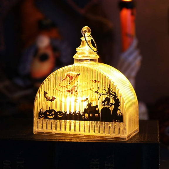 Halloween Lighted Pumpkin for Tabletop,Light Up Pumpkin Ghost Lamp Lantern Shadow Box Halloween Table Decorations Ornament,Christmas Candle Holders for Outdoor Patio