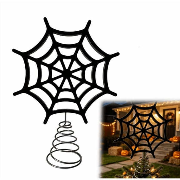 Halloween Lighted Spider Web Tabletop Decor, MetalSpider Web Ornament with Spring Base, Battery Operated Spooky Table Centerpiece for Indoor Halloween Home Party Decor 30x21.3cm