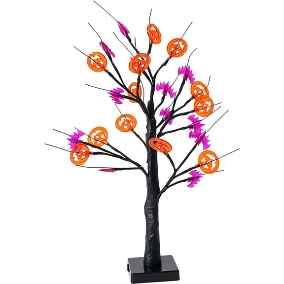 Halloween Lighted Tree, LED Bonsai Tree, Fairy Light Tree, Blossom Table Lamp, Tabletop Decoration Tree, Artificial Lighted Tree, Lighted Tree Lamp for Home Wedding Spring Indoor Decor, 23.62 Inch