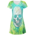 thumbnail image 1 of Halloween Lightning Bolt Skull Distressed Plasma Juniors V-Neck Beach Cover-Up Dress, 1 of 1