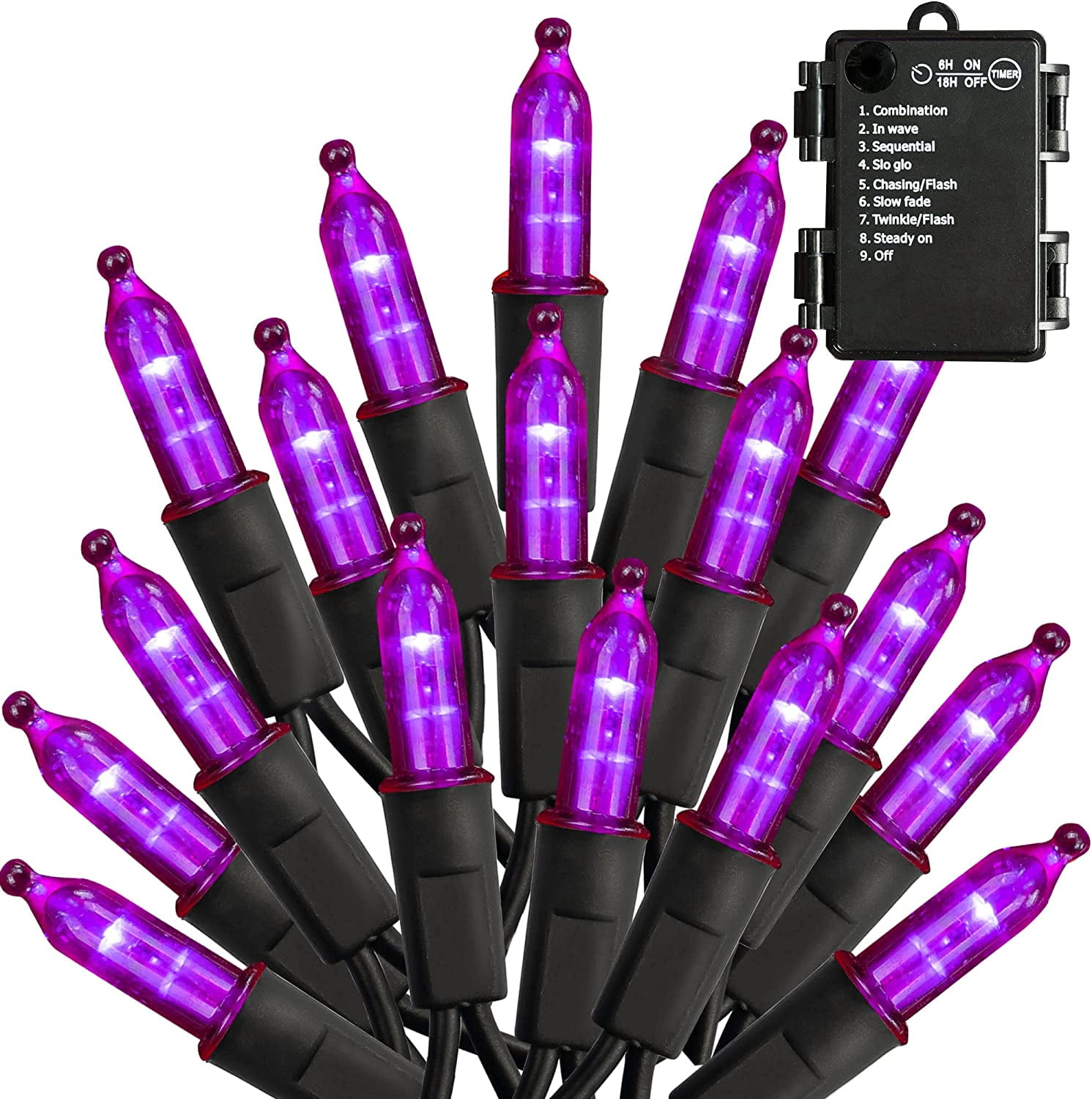 Halloween Lights, 50 LED 16FT Battery Operated Christmas Mini String