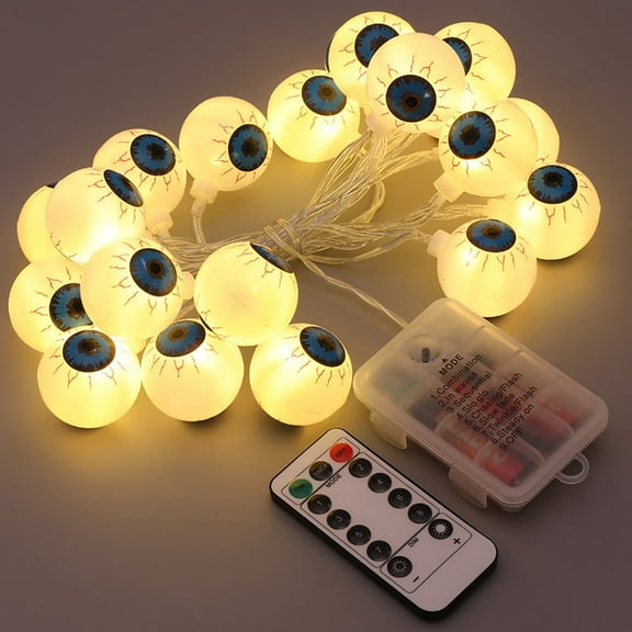 Halloween Lights, 8.2 FT 20 LED Pink Eyes Battery Operated String Lights with Timer, 8 Lighting Modes Fairy Light for Home Door Porch Decor Indoor Outdoor Halloween Party Decorations