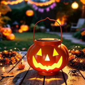 Halloween Lights Decor Pumpkin Solar Lantern, Jack O Lantern Pumpkin Lights for Halloween Decorations Outdoor, Weatherproof Fall Yard Decor for Yard, Home