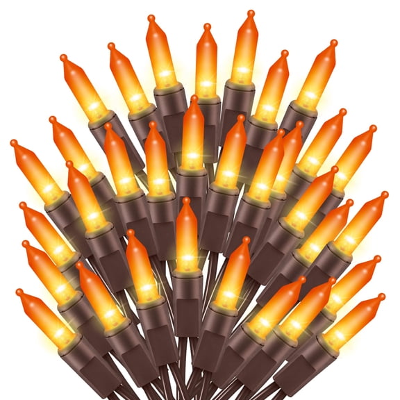 Halloween Lights Orange Lights, 16ft 50 LED Mini Battery String Light with 8 Lighting Modes & Timer Waterproof for Indoor Outdoor Party Home Garden Yard Decor