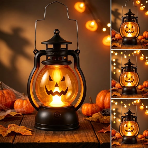 Halloween Lights Outdoor, Pumpkin Lantern with LED Light, Cute Expression Halloween Party Lanterns with Portable Handle, for Fall Decor Yard Garden Bedroom Living Room Indoor Outdoor