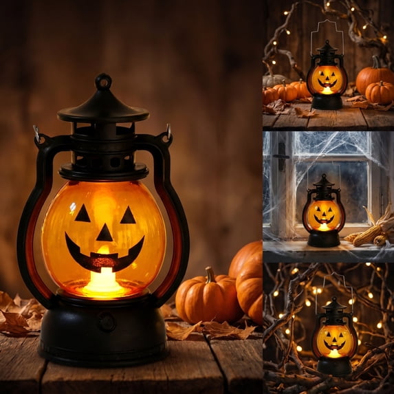 Halloween Lights Outdoor, Pumpkin Lantern with LED Light, Cute Expression Halloween Party Lanterns with Portable Handle, for Fall Decor Yard Garden Bedroom Living Room Indoor Outdoor