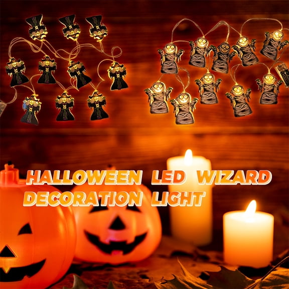 Halloween Lights Witch Led String Lights Battery Operated Spooky Halloween Decorations Indoor Outdoor Haunted House Layout Ornament Party Theme Supply Set