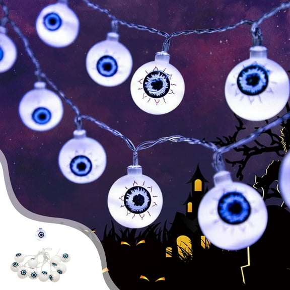 Halloween Lights Yard Decorations, Multicolor Eyeball LED String Lights Battery Operated, 2m 10 LEDs for Indoor Outdoor Tree Fence Shelf, Playful Spooky Accent Glow