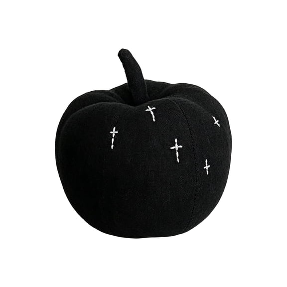 Halloween Linen Fabric Pumpkin Tabletop Ornament Black Embroidered Patterns Stuffed Pumpkin Home Decor