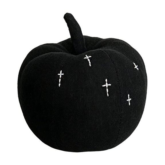 Halloween Linen Fabric Pumpkin Tabletop Ornament Black Embroidered Patterns Stuffed Pumpkin Home Decor