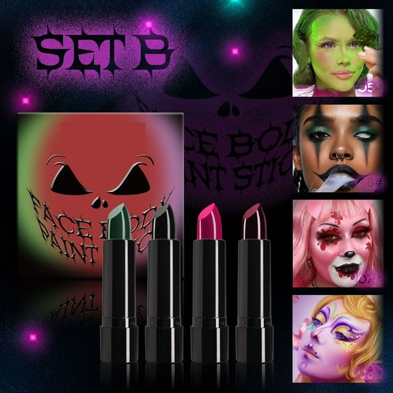 Halloween Lipstick Set, Face Painting Kit, Easy-to-Apply Long-Lasting Halloween Makeup for Vampires and Costume Parties, Creamy Texture, Smudge-Proof, Safe and Skin-Friendly Ingredients