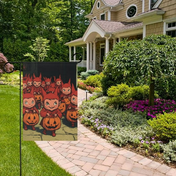 Halloween Little Devil Garden Flag 12x18 inch Double Sided Outside Yard Decorations for Home Outdoor