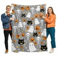 thumbnail image 1 of Halloween Little Flannel Blanket for Bed,Travel and Camping, Boo Grey Pumpkin Ghost Black Cat Skull Super Soft Cozy Blanket for All Seasons 32"x48:, 1 of 7