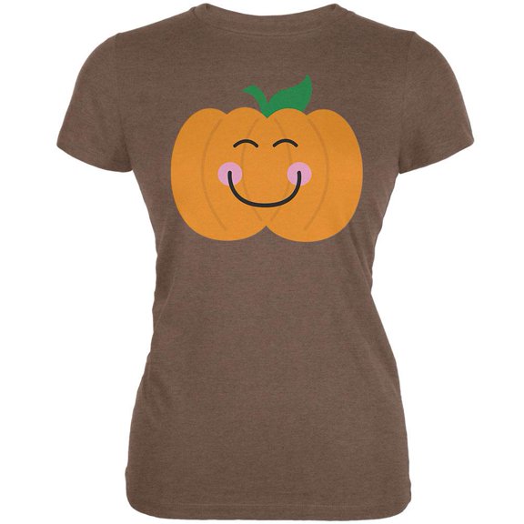 Halloween Little Pumpkin Heather Brown Juniors Soft T-Shirt - Small
