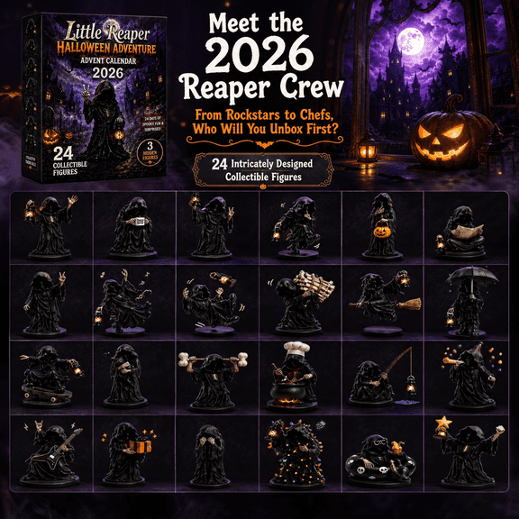 Halloween Little Reaper Advent Calendar 2026, 24 Days of Spooky Fun Decorations with 3 Secret Reapers, Gothic Mini Figurines Holiday Tree Hanging Decor Gift for Teens Calendar