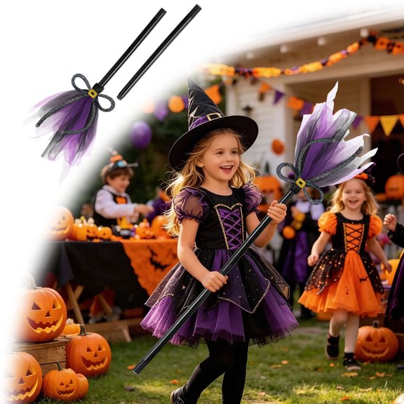 Halloween Little Witch Broomstick Prop for Cosplay Party A 1pc