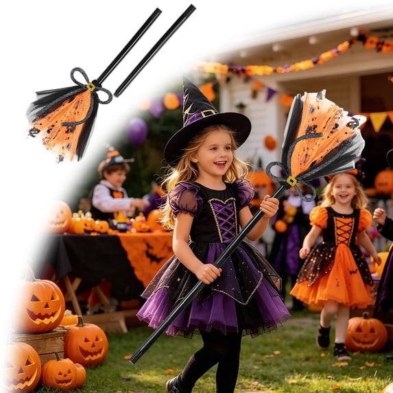 Halloween Little Witch Broomstick Prop for Cosplay Party B 1pc