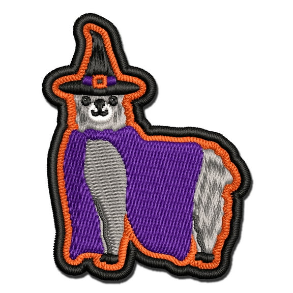 Halloween Llama Alpaca Witch Applique Multi-Color Embroidered Hook & Loop Patch - 3 Inch Medium