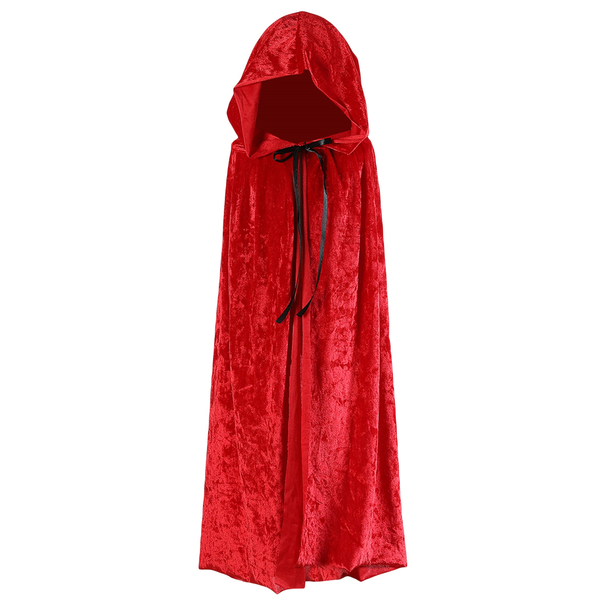 Halloween Long Cloak for Adults Kids Velvet Hooded Witch Vampire Cape