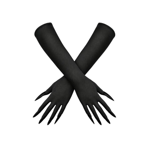 Halloween Long Fingerless Claw Gloves, Costume Gloves with Extended Nails for Witch Cosplay and Parties