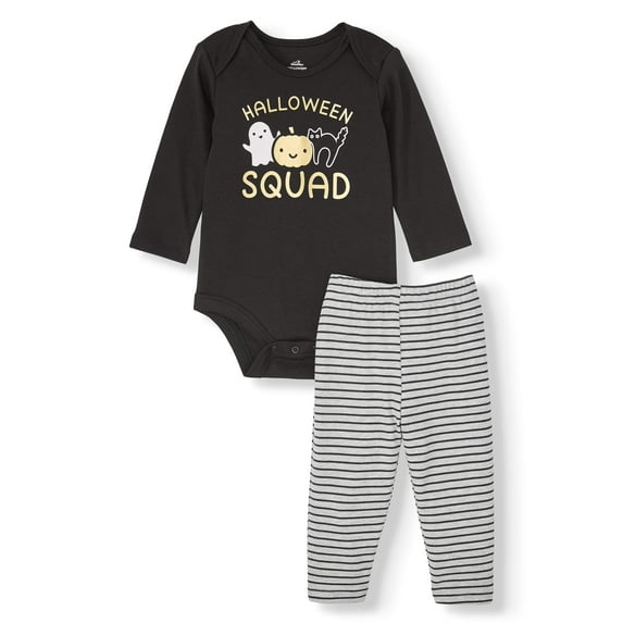 Halloween Long Sleeve Bodysuit and Pants, 2pc Outfit Set (Baby Girls)