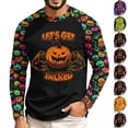 thumbnail image 1 of Halloween Long Sleeve Sweatshirts for Men Funny Spooky Ghost Witch Pumpkin Printed Moisture Wicking Basic Workout Tops for Holiday Wear, 1 of 5