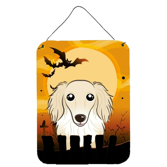 Halloween Longhair Creme Dachshund Wall or Door Hanging Prints